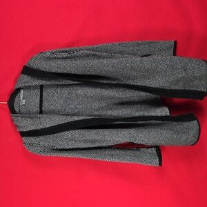 360 CASHMERE Hooded Cardigan Wool Blend Black White‎ Womens Size Medium